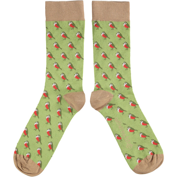 Men's Light Green Robin Organic Cotton Ankle Socks