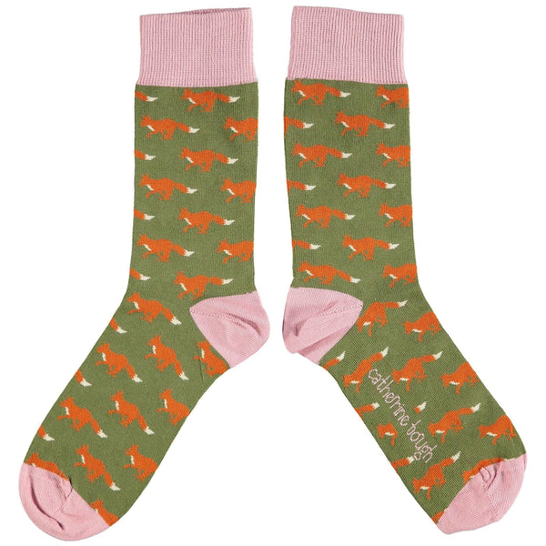 Ladies Khaki Fox Organic Cotton Ankle Socks