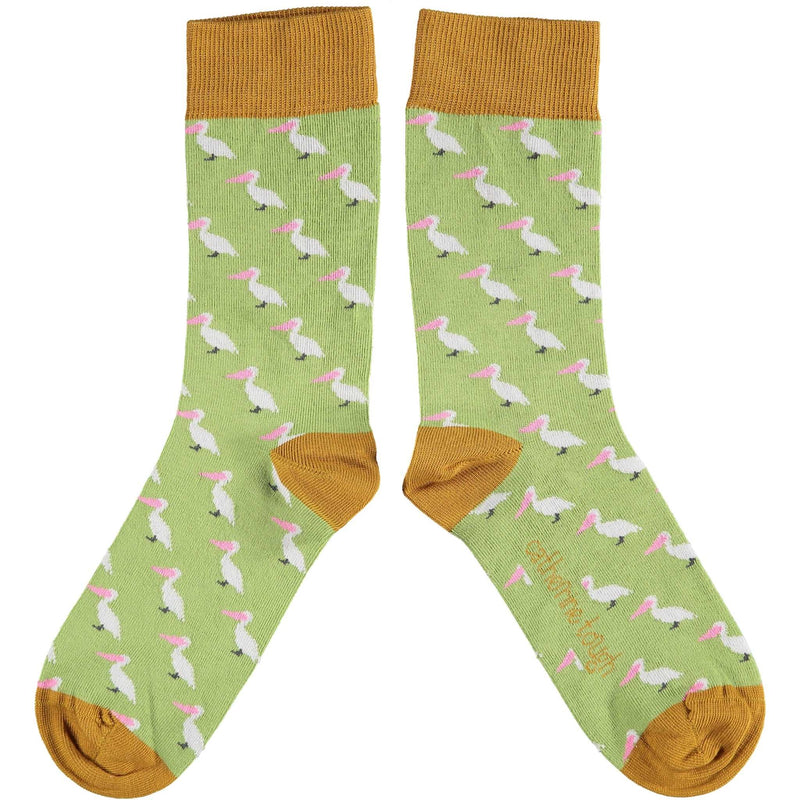 Ladies Soft Green Pelican Organic Cotton Ankle Socks