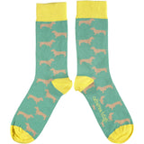 Ladies Jade Sausage Dog Organic Cotton Ankle Socks