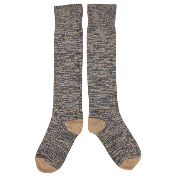 Ladies Organic Cotton Ribbed Knee Socks - Slate Grey Marl
