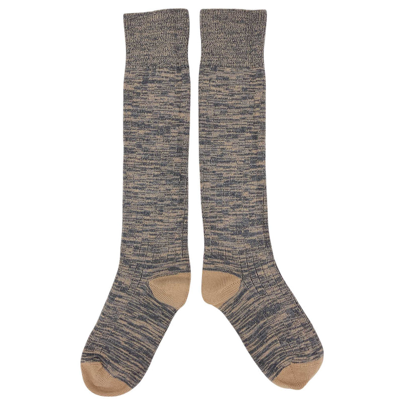 Ladies Organic Cotton Ribbed Knee Socks - Slate Grey Marl