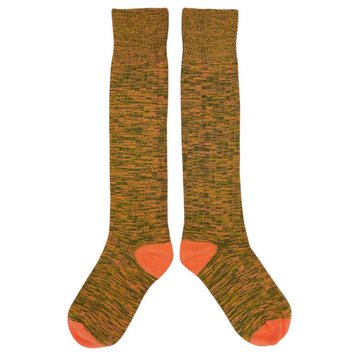 Women's Organic Cotton Ribbed Knee Socks - Khaki Marl
