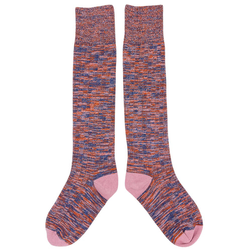 Women's Organic Cotton Ribbed Knee Socks - Navy Marl