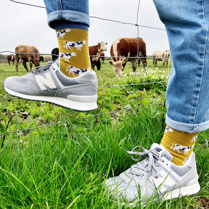 Women's Yellow Cow Organic Cotton Ankle Socks