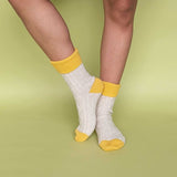 Oatmeal & Bright Yellow Cashmere Blend Slouch Socks