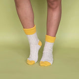 Oatmeal & Bright Yellow Cashmere Blend Slouch Socks