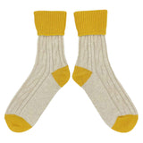 Oatmeal & Bright Yellow Cashmere Blend Slouch Socks