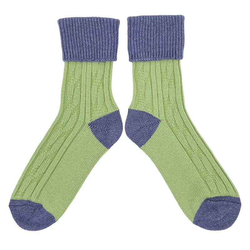 Celery & Lilac Cashmere Blend Slouch Socks by catherine tough 
