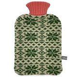 Lambswool Hot Water Bottle Cover - Green Fair Isle