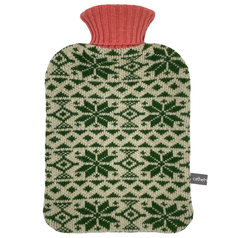 Lambswool Hot Water Bottle Cover - Green Fair Isle