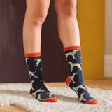 Women's Navy Dogs Lambswool Ankle Socks