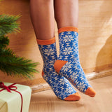 Women's Bright Blue Fair Isle Lambswool Ankle Socks