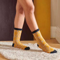 Women's Ginger & Soft Brown Fair Isle Lambswool Ankle Socks