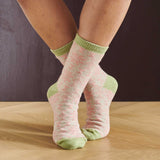 Women's Light Pink Fair Isle Lambswool Ankle Socks