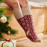 Women's Plum & Pink Fair Isle Lambswool Knee Socks
