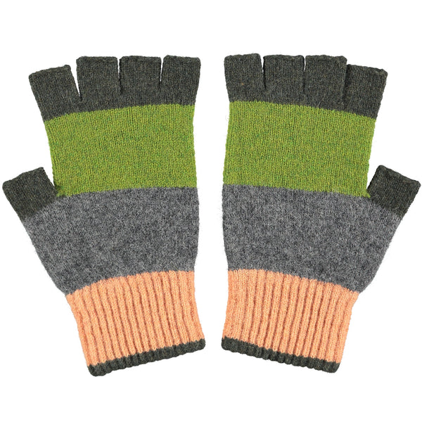 Seaweed & Peach Colour Block Fingerless Gloves – Catherine Tough