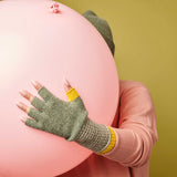Women's Soft Green & Electric Lambswool Fingerless Gloves