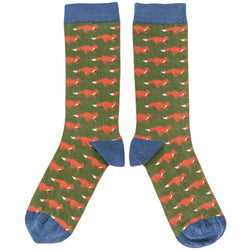 Men's Green Foxes Organic Cotton Ankle Socks