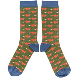Men's Green Foxes Organic Cotton Ankle Socks