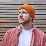 Rust Ribbed Lambswool Unisex Beanie