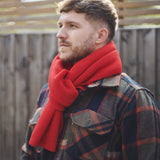 Lambswool Scarlet Red Ribbed Scarf