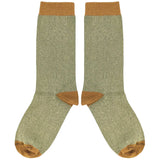 Women's Khaki & Ginger Glitter Organic Cotton Ankle Socks