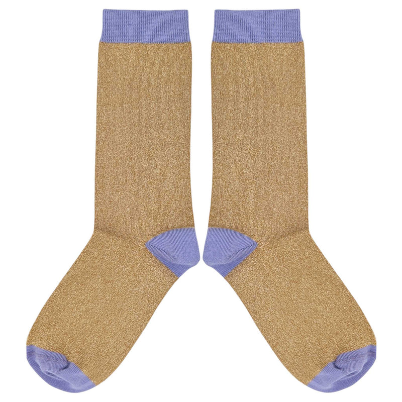 Women's Ginger & Lilac Glitter Organic Cotton Ankle Socks