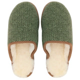 Green Check Lambswool & Sheepskin Slippers