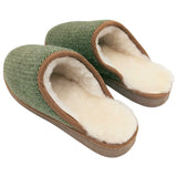 Green Check Lambswool & Sheepskin Slippers