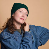 Lambswool Ribbed Beanie - Dark Green