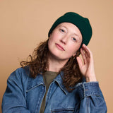 Lambswool Ribbed Beanie - Dark Green