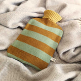 Lambswool Hot Water Bottle Cover - Mustard & Mint Stripes