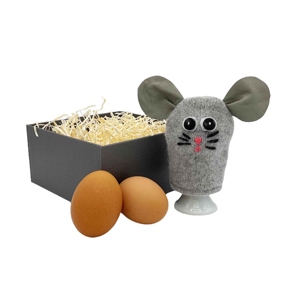Grey Mouse Egg Cosy Set