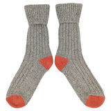 Unisex Grey & Orange Recycled Silk Blend Chunky Socks
