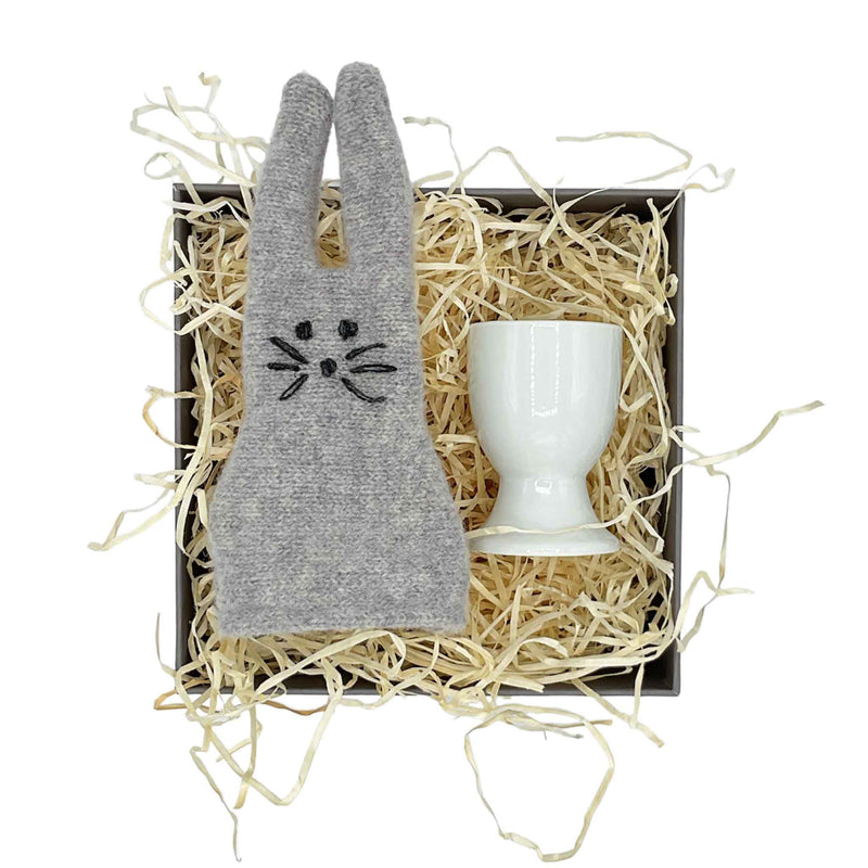 Grey Rabbit Egg Cosy Set