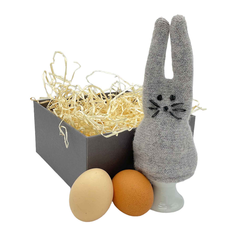 Grey Rabbit Egg Cosy Set  