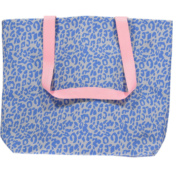Grey & Blue Leopard Print Tote Bag