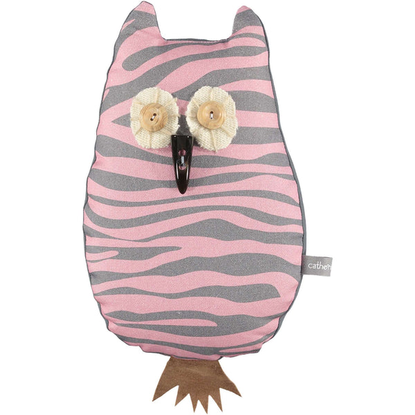 Grey & Pink Zebra Print Owl Doorstop With Lavender