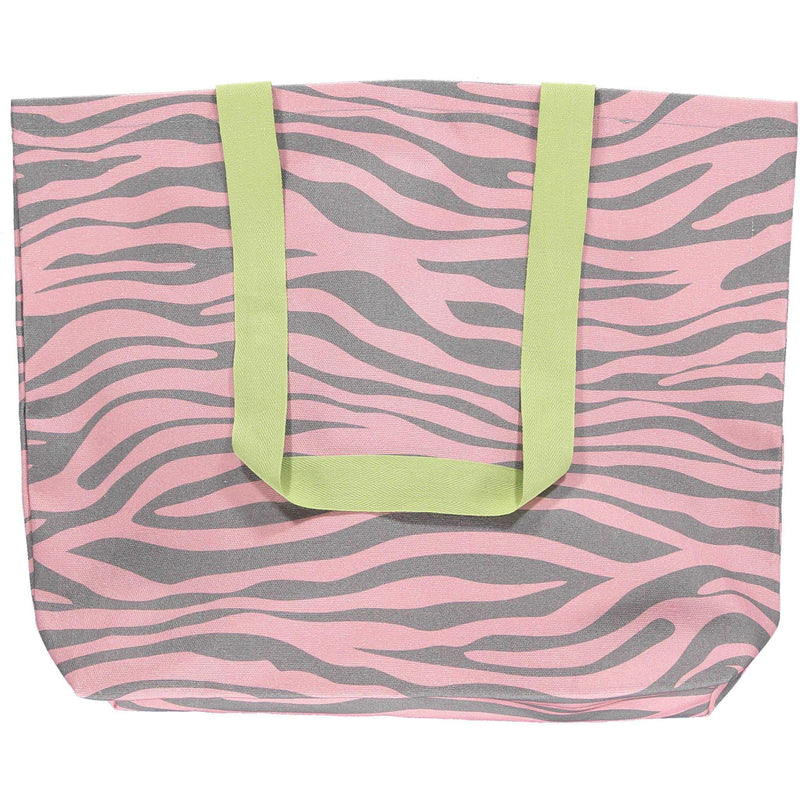 Grey & Pink Zebra Print Tote Bag