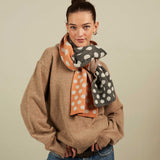 Grey & Peach Big Spot Little Spot Lambswool Scarf