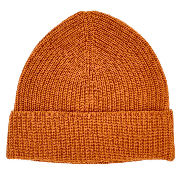 Rust Orange unisex Cashmere Mix Beanie kniitted rib design