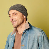 Mid-Grey Ribbed Lambswool Unisex Beanie