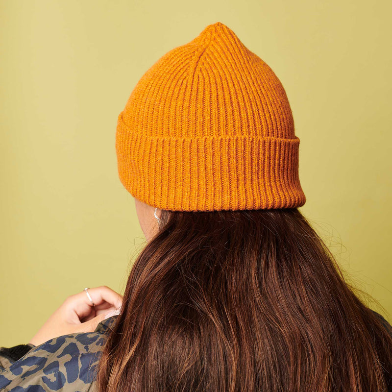 Navy Blue Ribbed Lambswool  Unisex Beanie