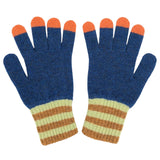 Kids' Lambswool Gloves - Navy & Orange Tips