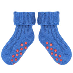 Kids Non-Slip Cashmere Blend Socks - Blue & Red