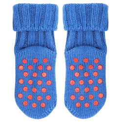 Kids Non-Slip Cashmere Blend Socks - Blue & Red