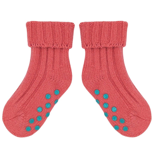 Kids Non-Slip Cashmere Blend Socks - Pink & Jade