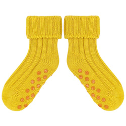 Kids Non-Slip Cashmere Blend Socks - Yellow & Orange