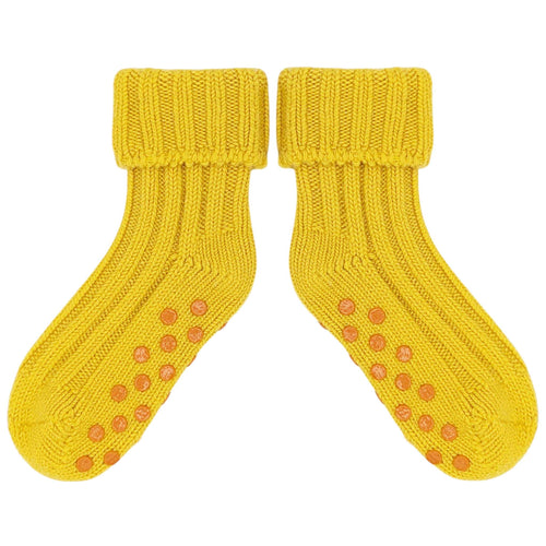 Kids Non-Slip Cashmere Blend Socks - Yellow & Orange